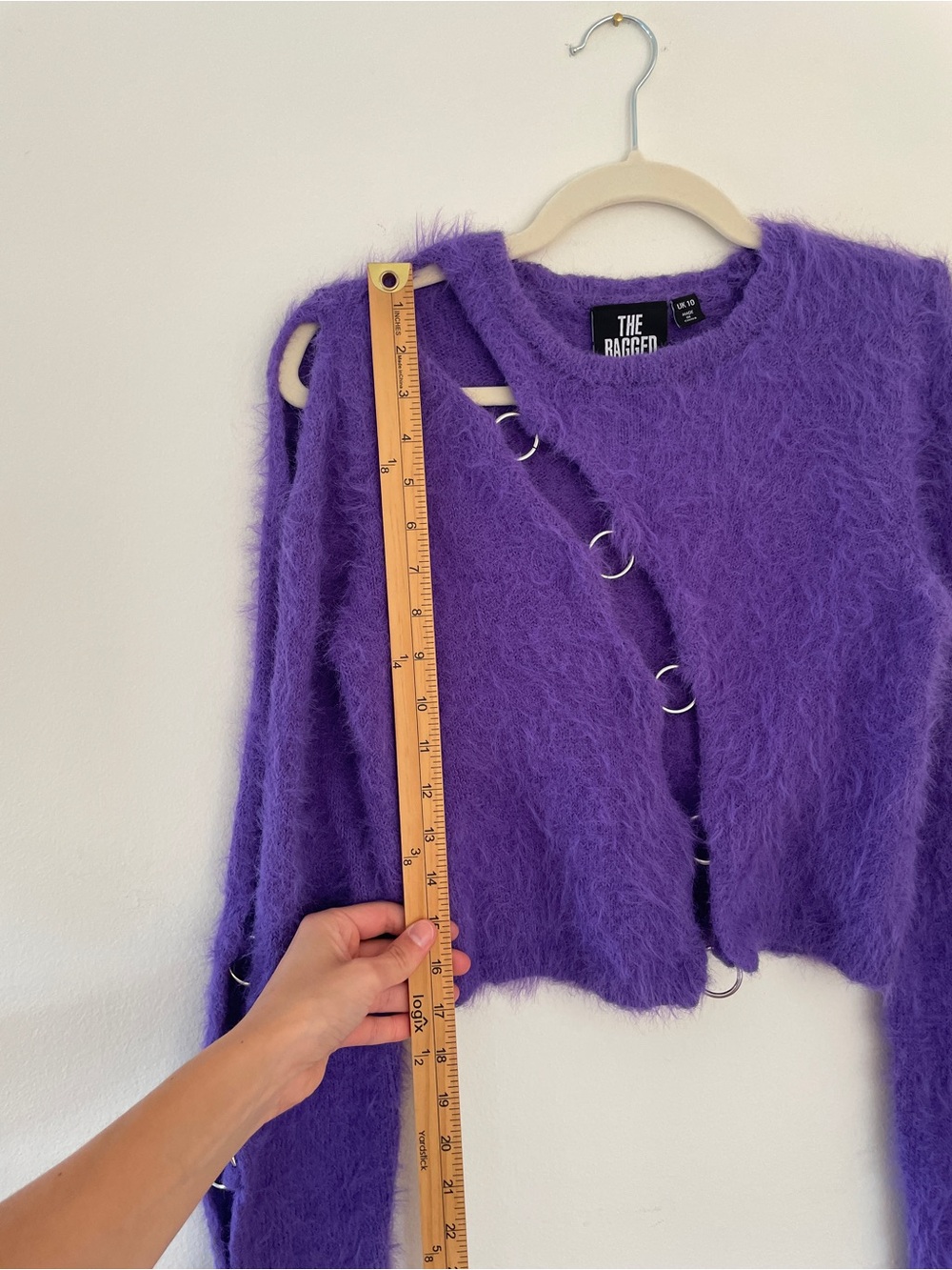 The Ragged Priest Sweater Cut Out O Ring Rave Cyber Punk Concert Fuzzy Cropped 6 - Picture 8 of 9